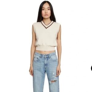 Danielle Guizio Cropped V-Neck Sweater Vest